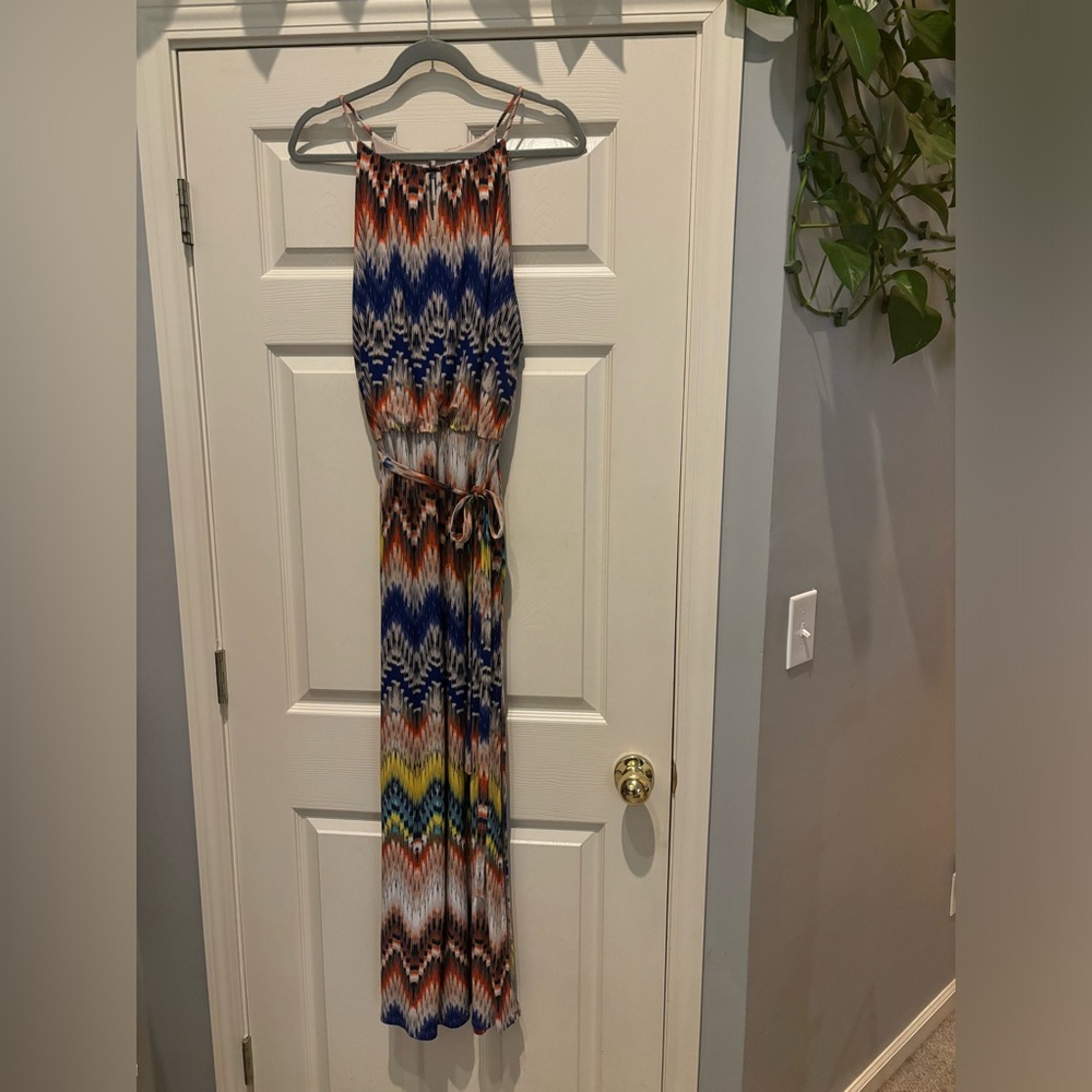 Colorful High-Neck Maxi Dress